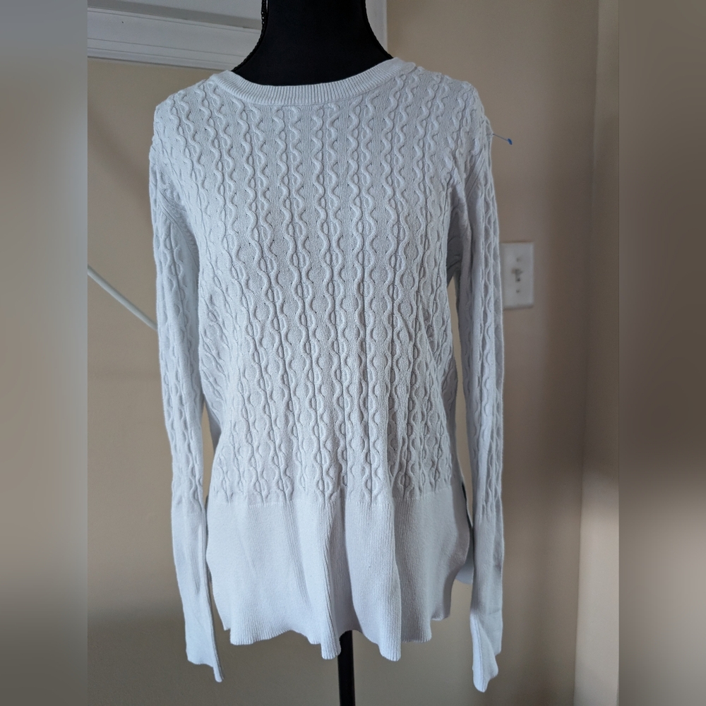 Suzy Shier Cable Knit Sweater - Light Blue